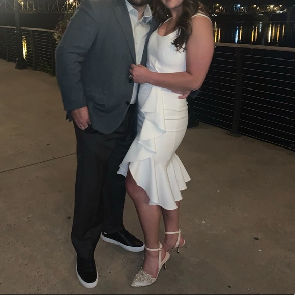 Cinq a Sept white midi mermaid ruffle dress - Picture 4 of 6